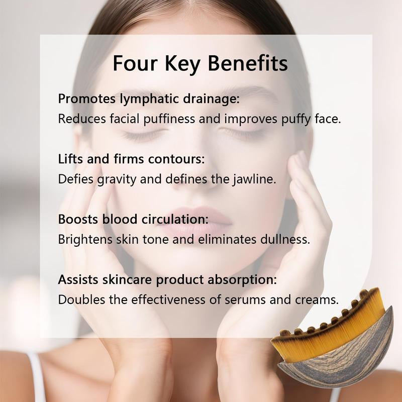 New Ergonomically Design Lymphatic Contour Face Brush, Dry Brushing Face Brush, Lymphatic Drainage Massager for Face, Chin & Jawline Sculpting
